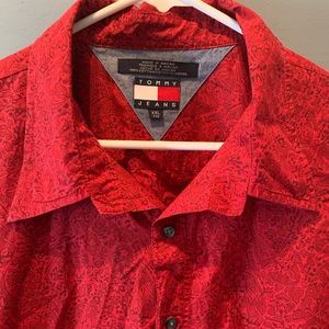 Tommy Jeans Long Sleeve Patterned Dress Shirt